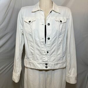LUCKY Brand White Denim Jacket Women’s Sm Cropped Jean Trucker Style